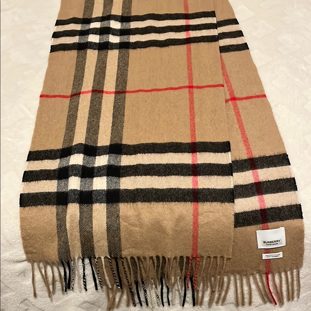 Burberry Tan Checkered Scarf